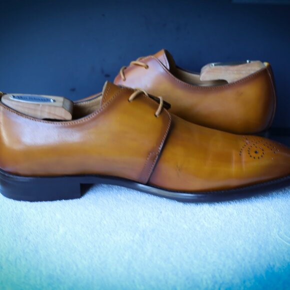 SALE - Maison Forte 9.5-M Cognac Burnished Mens Oxford Dress Shoes - Picture 8 of 13